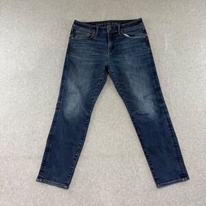 American Eagle Athletic Fit Jeans Mens 32x30 Blue Dark Wash Stretch Denim 12780